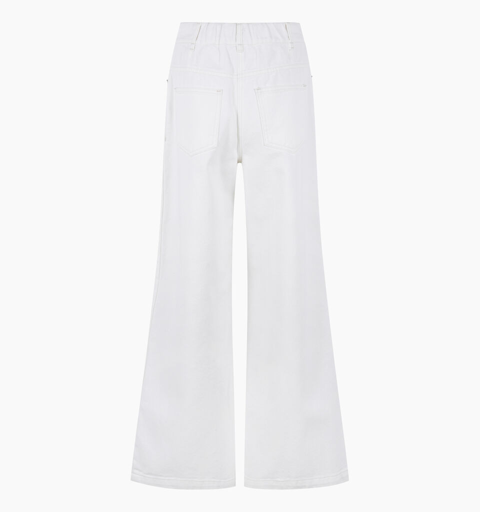 Cream colored flared denim trousers - sisley k women - Creamy White | Sisley K image number 2